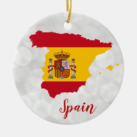 スペインスペインの国旗の地図クリスマス セラミックオーナメント (正面)