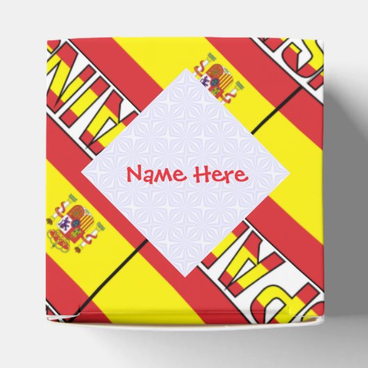 スペインスペインの国旗の赤いパーソナライズされたハート フェイバーボックス (上部)