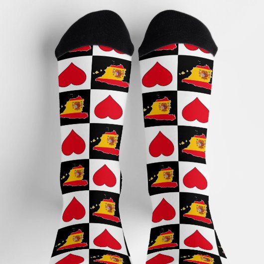 スペインハートスペインの型国旗の地図 ソックス (上部)