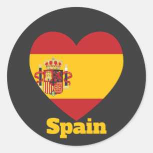 スペインハート国旗 ラウンドシール