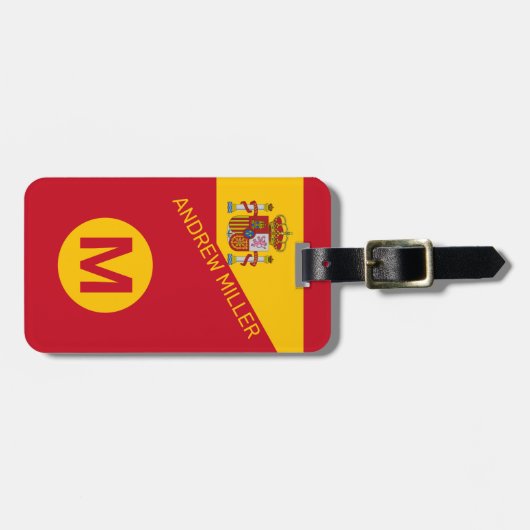 スペインパーソナライズされた国モダン旗の旅行荷物 ラゲッジタグ (正面横)