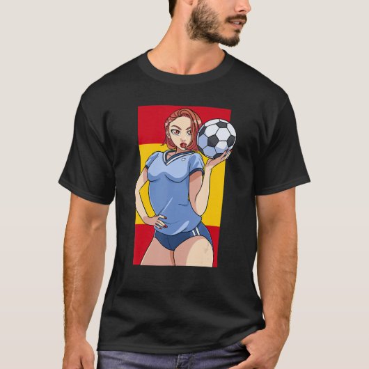 スペインフットボールファンサッカーエスパーナラテ誇りを持ったィノ Tシャツ (正面)