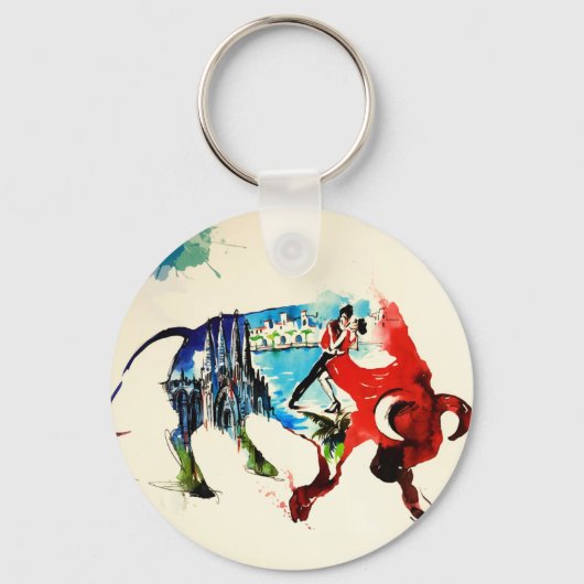 スペインブルヴィンテージトラベルラブウォーター色 キーホルダー (正面)