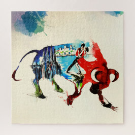 スペインブルヴィンテージトラベルラブウォーター色 ジグソーパズル