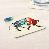 スペインブルヴィンテージトラベルラブウォーター色 スクエアペーパーコースター (アングル)