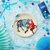 スペインブルヴィンテージトラベルラブウォーター色 ペーパープレート (パーティー)