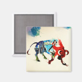 スペインブルヴィンテージトラベルラブウォーター色 マグネット (正面/裏面)