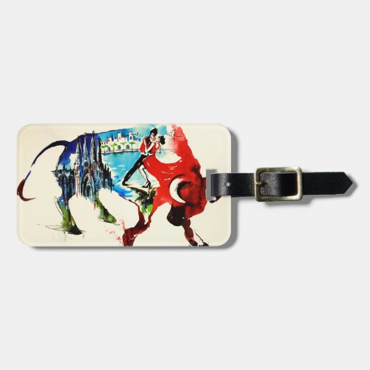 スペインブルヴィンテージトラベルラブウォーター色 ラゲッジタグ (正面横)