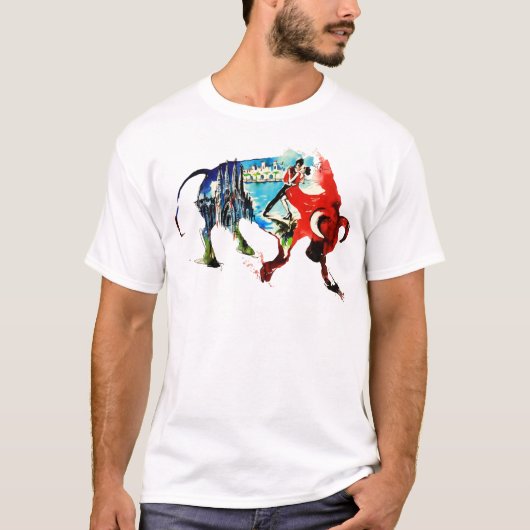 スペインブルヴィンテージトラベルラブウォーター色 Tシャツ (正面)