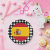 スペインプレート、バッファロー・プレイド&スペインの国旗 ペーパープレート (パーティー)