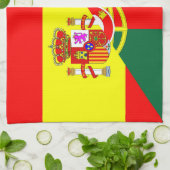 スペインポルトガルの隣の国の半分の旗の記号 キッチンタオル (折り畳み)