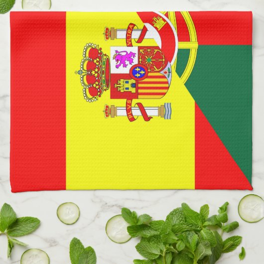 スペインポルトガルの隣の国の半分の旗の記号 キッチンタオル (折り畳み)
