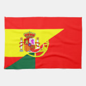 スペインポルトガルの隣の国の半分の旗の記号 キッチンタオル (横)