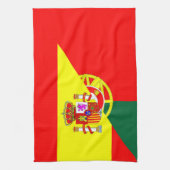 スペインポルトガルの隣の国の半分の旗の記号 キッチンタオル (縦)