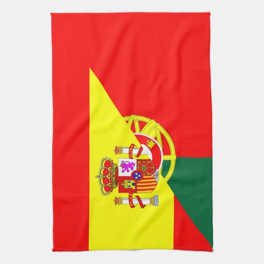 スペインポルトガルの隣の国の半分の旗の記号 キッチンタオル (縦)