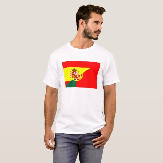 スペインポルトガルの隣の国の半分の旗の記号 Tシャツ (正面フル)