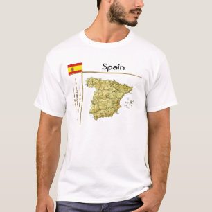 スペインマップ+フラグ+タイトルTシャツ Tシャツ
