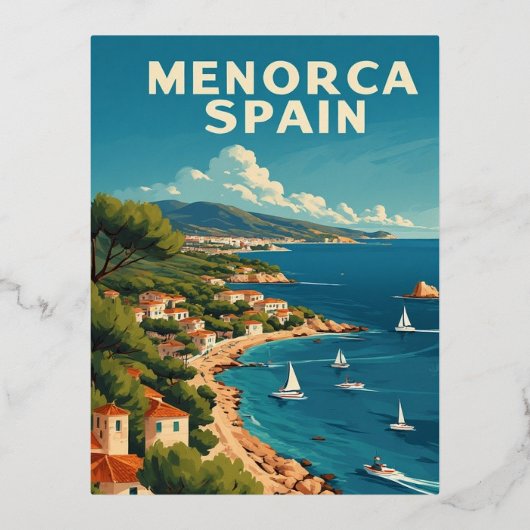 スペインメノルカ島 箔シーズンポストカード (正面)