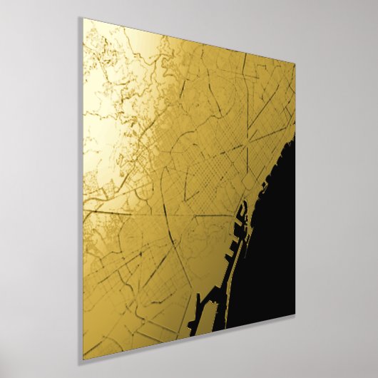 スペインモダンエレガントバルセロナの上品なギフトマップ 箔ポスター (レイダウン)