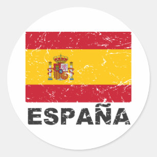 スペインヴィンテージ国旗 ラウンドシール