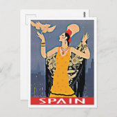 スペインヴィンテージ旅行スタイルイラストレーション ポストカード (正面/裏面)