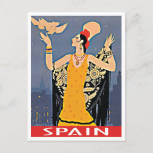 スペインヴィンテージ旅行スタイルイラストレーション ポストカード