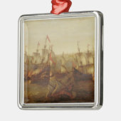 スペイン人の船とBarbaryのゲラ間の行為 メタルオーナメント (左)