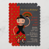 スペイン人のFlamengoの女の子の誕生日のパーティの招待状 招待状 (正面/裏面)