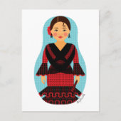 スペイン人 赤いドレスのマトリョーシュカ ポストカード (正面)