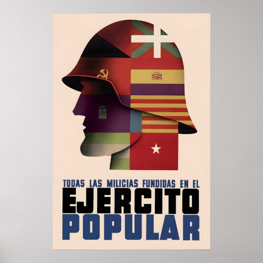 スペイン内戦のポスター すべての力が民衆軍に結集 ポスター (正面)
