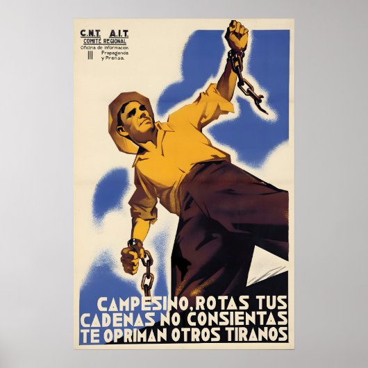スペイン内戦のポスター 農民よ、立ち上がれ ポスター (正面)