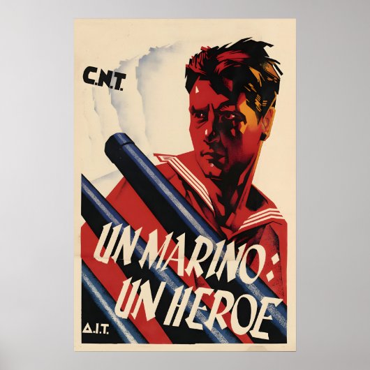 スペイン内戦ポスター CNT sailor ヒーロー ポスター (正面)