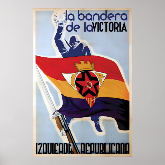 スペイン内戦 人民戦線 ポスター 旗の (正面)