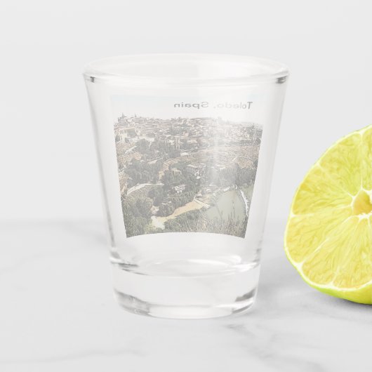 スペイン図解入りの、写真付きののトレドの風景芸術 ショットグラス (裏面)