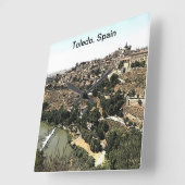 スペイン図解入りの、写真付きののトレドの風景芸術 スクエア壁時計 (傾斜)