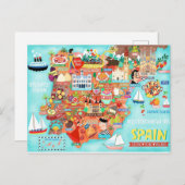 スペイン図解入りの、写真付きのポストカードの地図() ポストカード (正面/裏面)