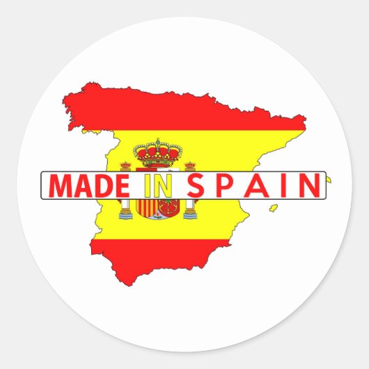 スペイン国地図の形状フラグ製品ラベルで作られる ラウンドシール (正面)