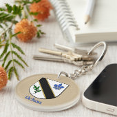 スペイン国旗とオチョアの歴史的盾 キーホルダー (正面右)