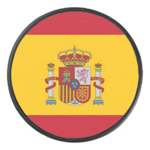 スペイン国旗と愛国的なホッケーパック アイスホッケーパック