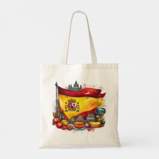 スペイン国旗と有名なランドマークのトートバッグ トートバッグ (裏面)