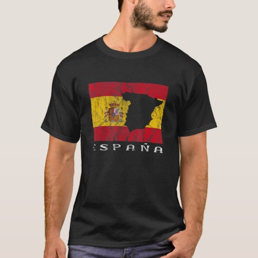 スペイン国旗のアウトラインSpain TravelスペインプライドSpania Tシャツ (正面)