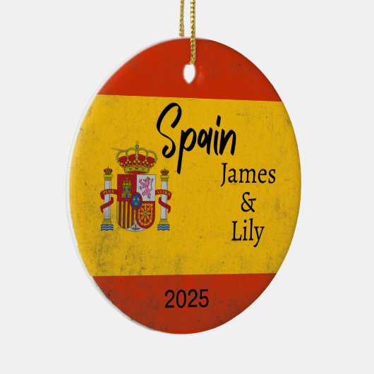 スペイン国旗のオーナメント,パーソナライズされたスペイン セラミックオーナメント (右)