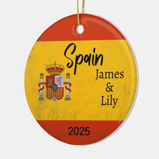 スペイン国旗のオーナメント,パーソナライズされたスペイン セラミックオーナメント (左)