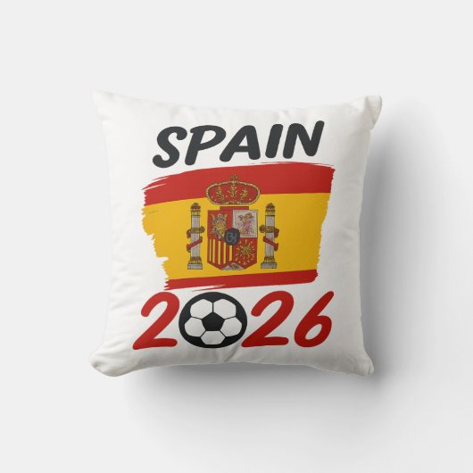 スペイン国旗のカラーを取り入れた2026年サッカーファンデザイン クッション (正面)