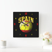 スペイン国旗のサッカーボール時計 スクエア壁時計 (ホーム)