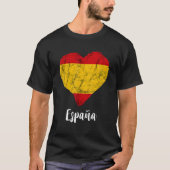 スペイン国旗のハートエスパスペインのナプライドスペインのルート Tシャツ (正面)
