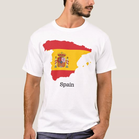 スペイン国旗の地図お土産デザイン Tシャツ (正面)