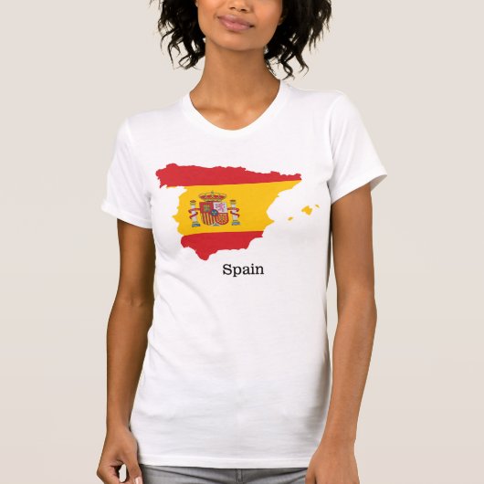 スペイン国旗の地図お土産デザイン Tシャツ (正面)