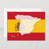 スペイン国旗の地図はがき ポストカード (正面/裏面)