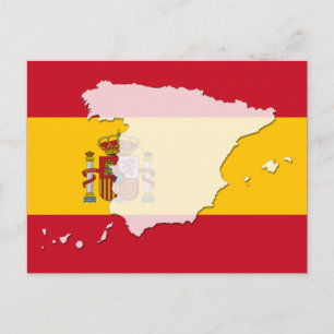 スペイン国旗の地図はがき ポストカード